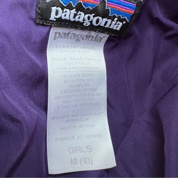 Patagonia Common Threads Girls Coat Purple Size 10 with plush Hood. - Picture 10 of 15